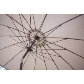 Parasol droit type Shanghai diametre 3m inclinable - Mat aluminium et toile polyester 180g - Taupe - AURINKO