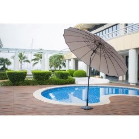 Parasol droit type Shanghai diametre 3m inclinable - Mat aluminium et toile polyester 180g - Taupe - AURINKO