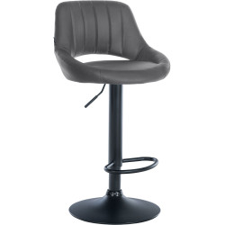 Tabouret de bar Milet simili cuir noir gris