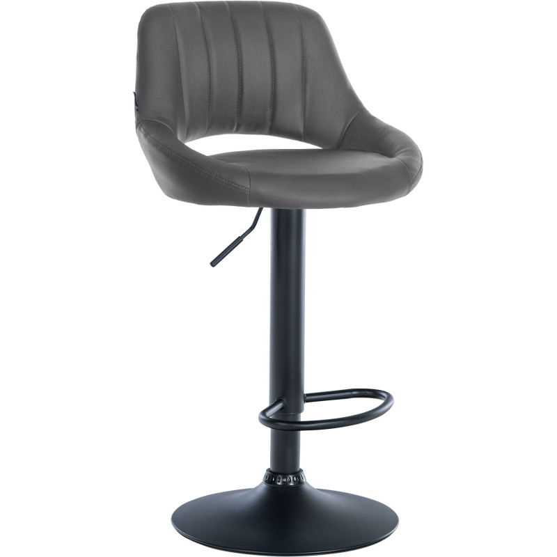Tabouret de bar Milet simili cuir noir gris