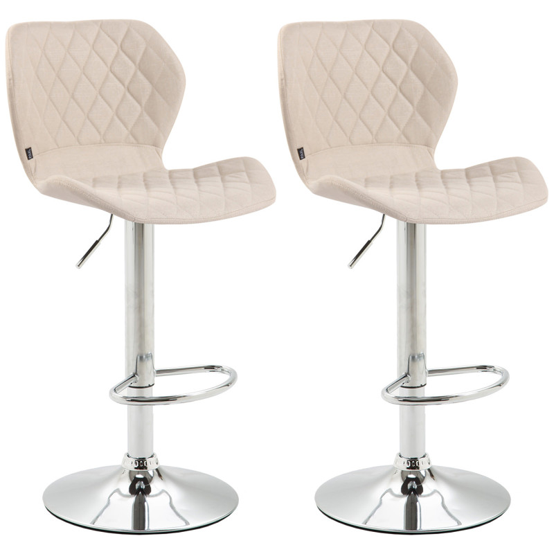Lot de 2 tabourets de bar en tissu liège chromé crème