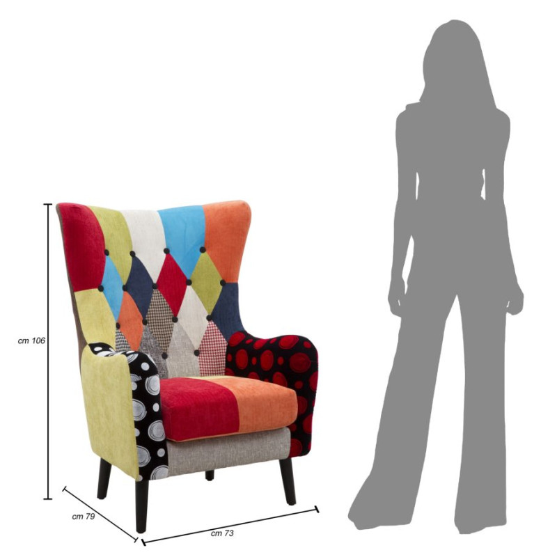 Fauteuil Impérial – 73×79×106 cm – Élégance Patchwork