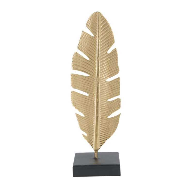 Feuille Glam Sculptée en Flamme Dorée avec Bougeoir – CM 10X10X34