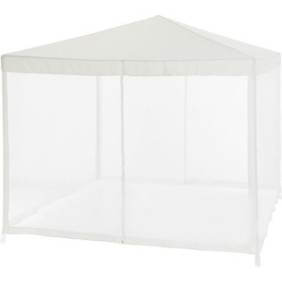 Tonnelle de jardin avec 4 moustiquaires - 3x3m - Acier et polyester 140 g - Blanc