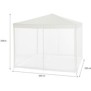 Tonnelle de jardin avec 4 moustiquaires - 3x3m - Acier et polyester 140 g - Blanc