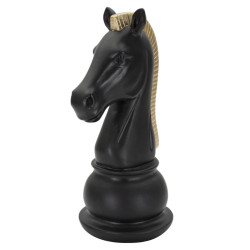 Cheval Noir et Or, Foudre de Puissance Figée – CM 10,5X8,5X19