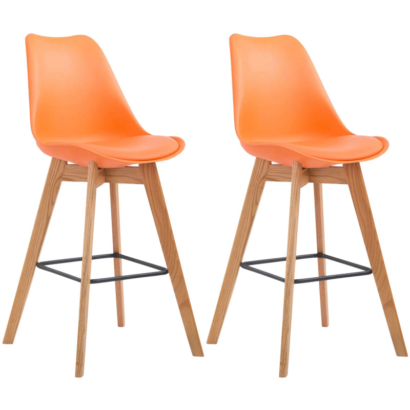 Lot de 2 tabourets de bar Metz plastique natura orange
