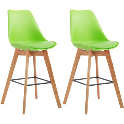 Lot de 2 tabourets de bar Metz plastique natura vert