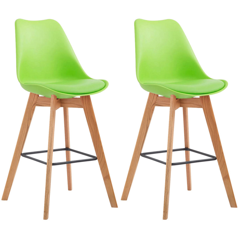 Lot de 2 tabourets de bar Metz plastique natura vert
