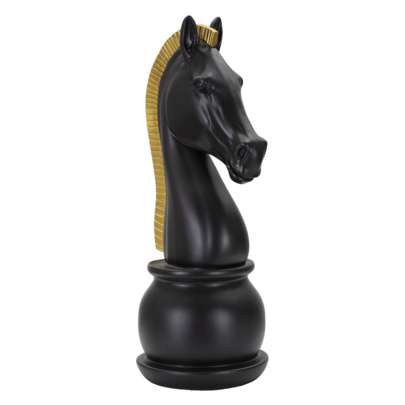 Cheval Noir et Or, Flamme de Bataille Immuable – CM Ø 18,5X50