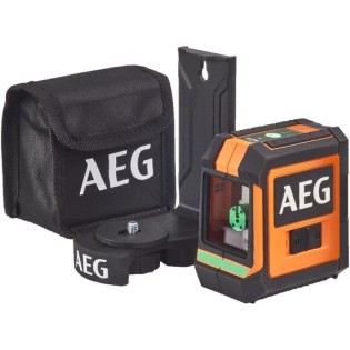 AEG Mesure laser CLG220-B, portée 20 m, laser vert, 2 lignes, avec 1 adaptateur, 2 piles AA, 1 pochette de rangement, bande velc