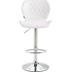 Lot de 2 tabourets de bar en liège simili cuir chromé blanc