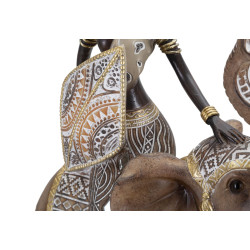 TRIBÙ MASAI CON ELEFANTE CM 22,5X12X32,5