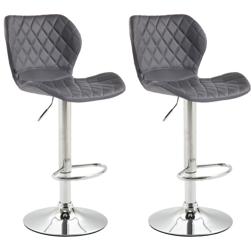 Lot de 2 tabourets de bar en liège simili cuir chromé gris