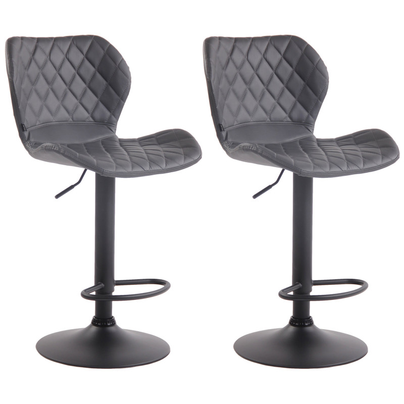 Lot de 2 tabourets de bar en liège simili cuir gris