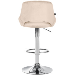 Tabouret de bar Milet velours chrome crème