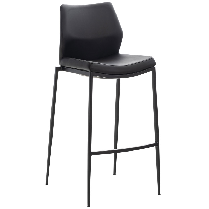 Tabouret de bar Matola, simili cuir noir