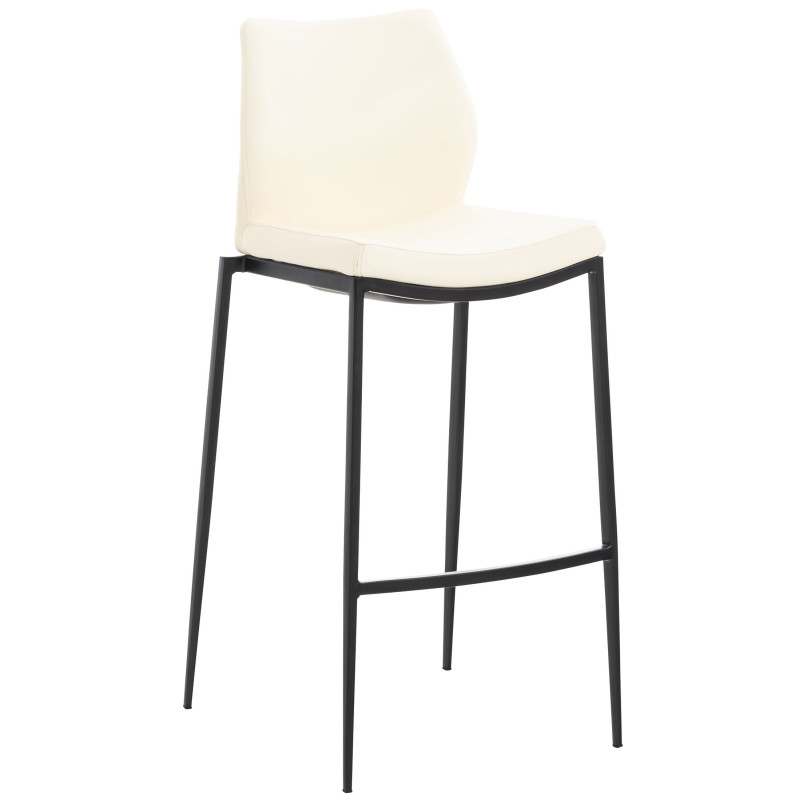 Tabouret de bar Matola, simili cuir crème