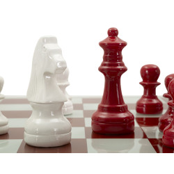 JEU D'ÉCHIQUIERS ROUGE/BLANC CM 61X61X14