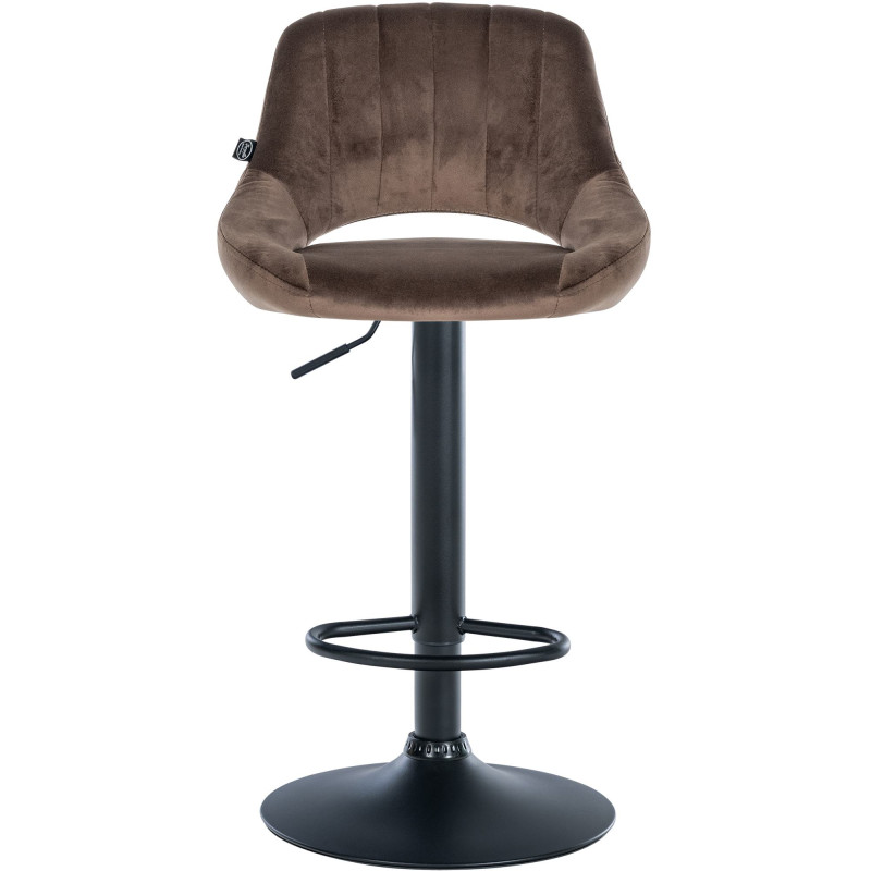 Tabouret de bar Milet velours noir marron