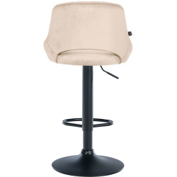 Tabouret de bar Milet velours noir crème