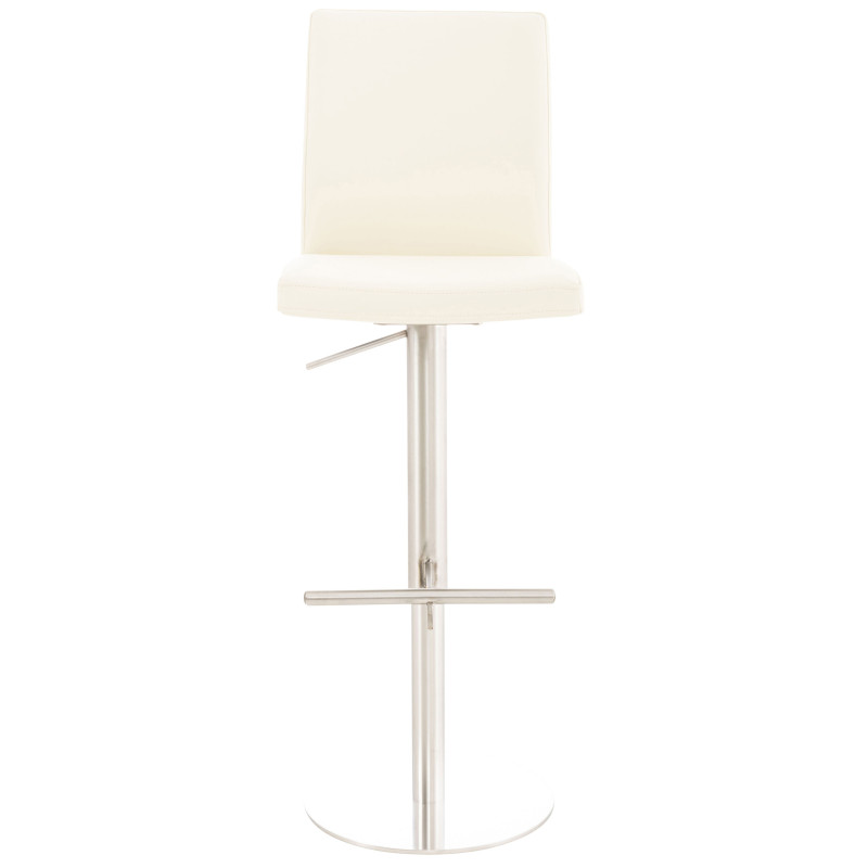 Lot de 2 tabourets de bar Cadiz simili cuir acier inoxydable crème