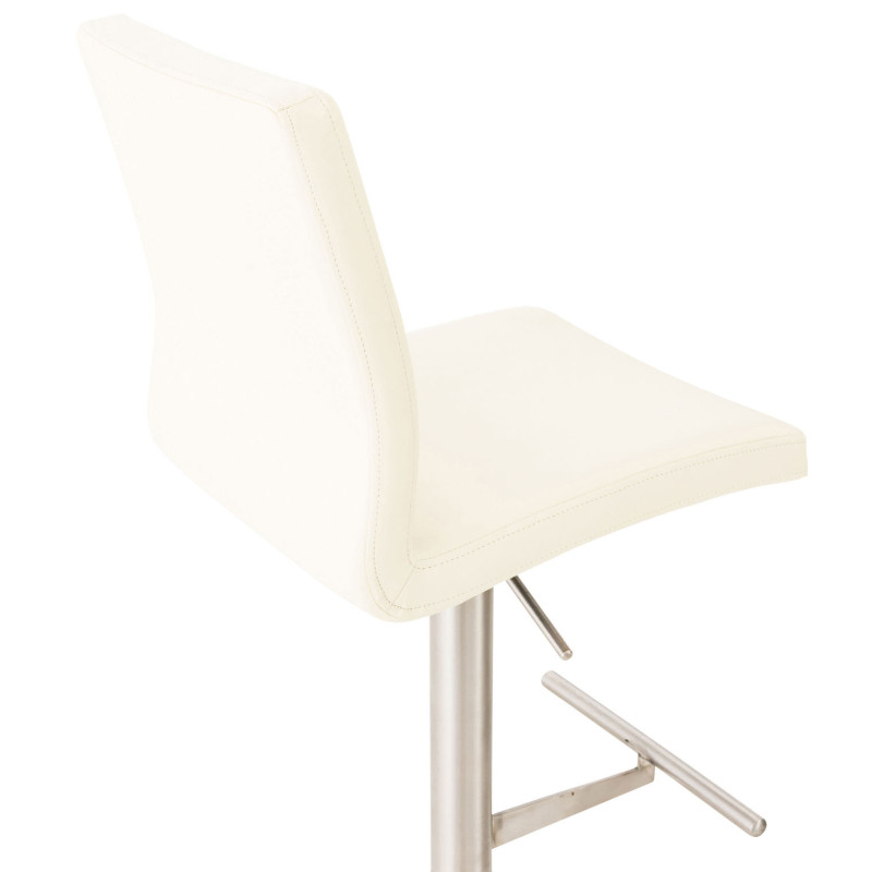 Lot de 2 tabourets de bar Cadiz simili cuir acier inoxydable crème