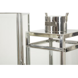 LANTERNE ARGENTÉE LOT DE 3 PCS CM 22X22,5X70,5-18X18,5X50-14X14,5X38