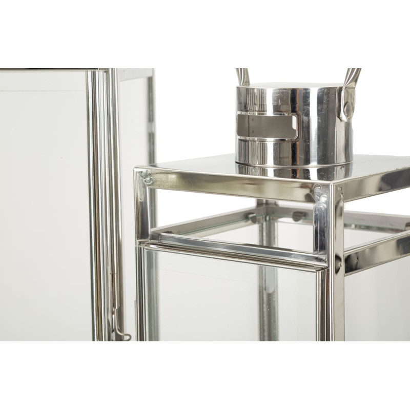 LANTERNE ARGENTÉE LOT DE 3 PCS CM 22X22,5X70,5-18X18,5X50-14X14,5X38