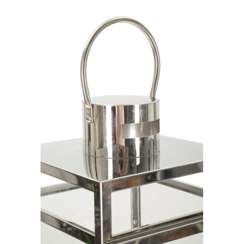 LANTERNE ARGENTÉE LOT DE 3 PCS CM 22X22,5X70,5-18X18,5X50-14X14,5X38