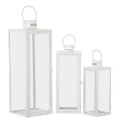 LANTERNE BLANCHE LOT DE 3 PCS CM 22X22X66-18X18X49,5-14X14X39