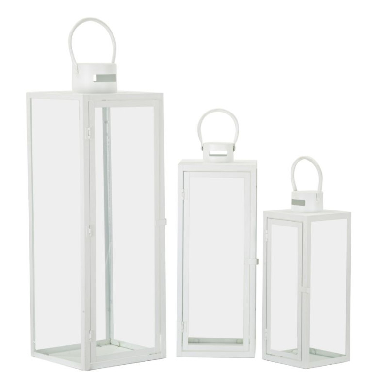 LANTERNE BLANCHE LOT DE 3 PCS CM 22X22X66-18X18X49,5-14X14X39