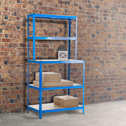 Étagère comprenant un établi 2+3 bleu