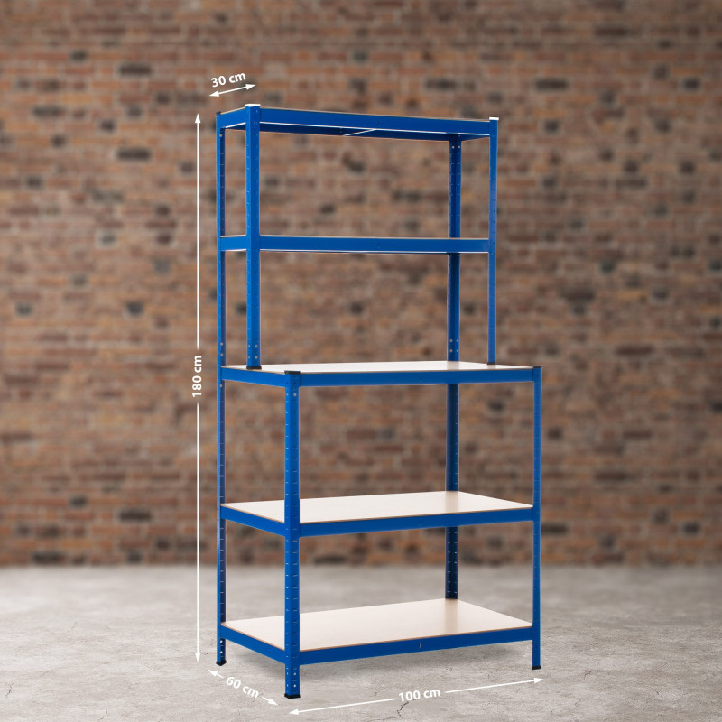 Étagère comprenant un établi 2+3 bleu