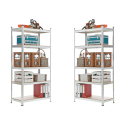 2 étagères enfichables 90x40x180 argentées