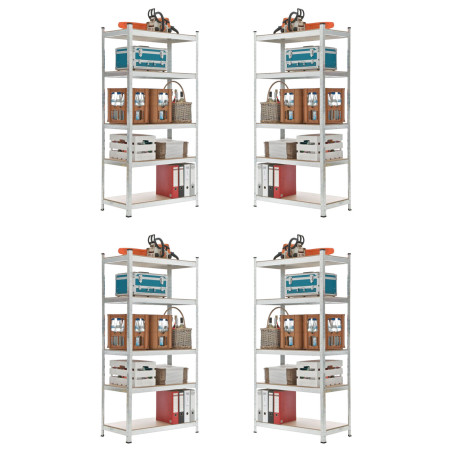 4 étagères enfichables 90x40x180 argentées