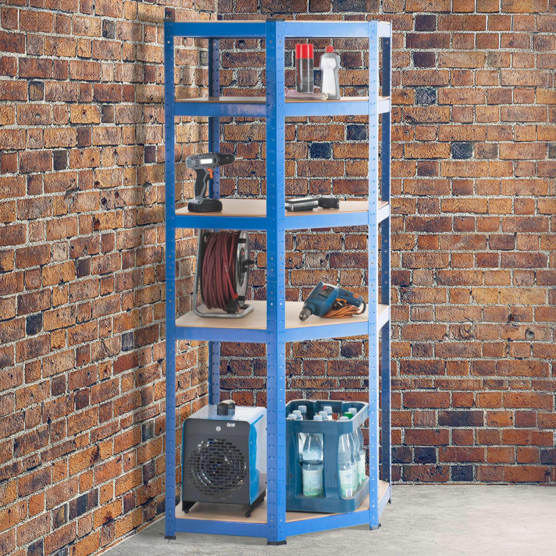 Estantería de Esquina Flint Azul,100x80x180 cm