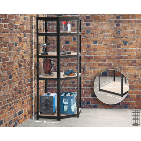 Étagère d'angle Flint 180, noire