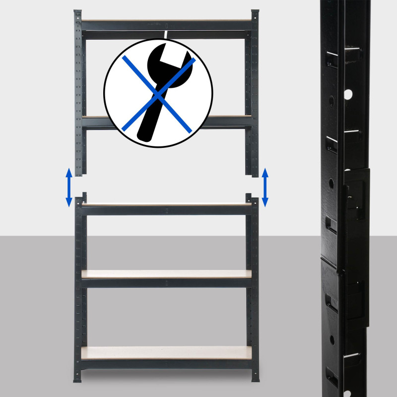 Scaffale Magazzino Alta Portata 875 Kg nero,90x40x180 cm