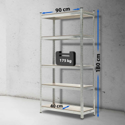 Étagère de rangement 90 x 40 x 180 cm argentée