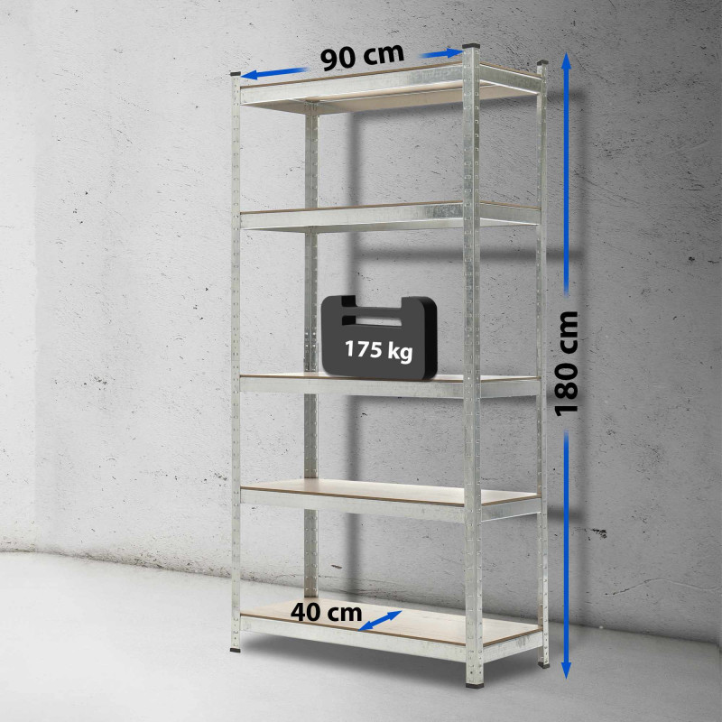 Étagère de rangement 90 x 40 x 180 cm argentée