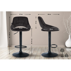 Tabouret de bar Milet velours noir noir