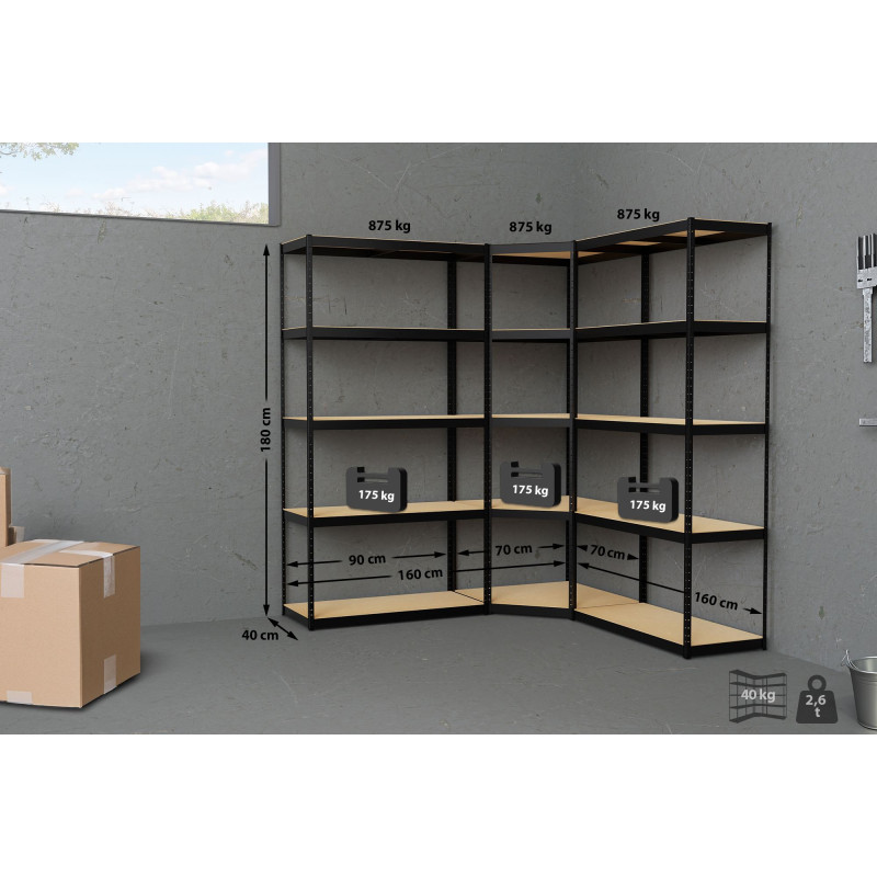 Estantería modular de 3 piezas Negro