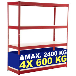Estantería para cargas pesadas 160x60x180 cm Rojo