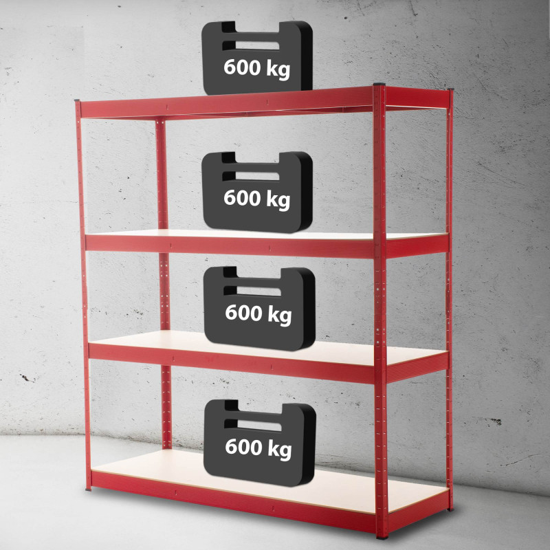 Étagère robuste 160 x 60 x 180 cm rouge