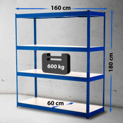 Étagère robuste 160 x 60 x 180 cm bleue