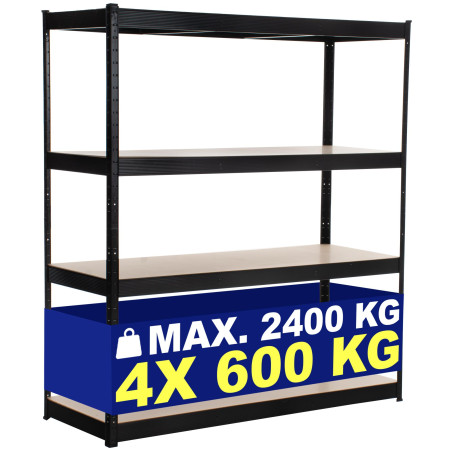 Étagère robuste 160 x 60 x 180 cm noire