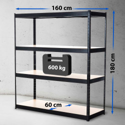Étagère robuste 160 x 60 x 180 cm noire