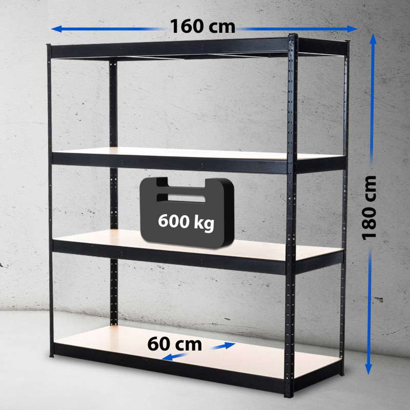 Estantería para cargas pesadas 160x60x180 cm Negro