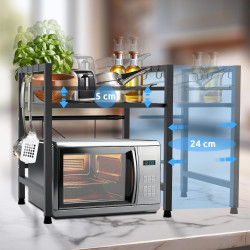 Étagère à micro-ondes à 2 niveaux Marana, noire